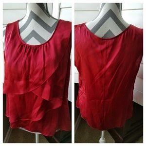 Gorgeous Christmas Red Petal Ruffle Blouse